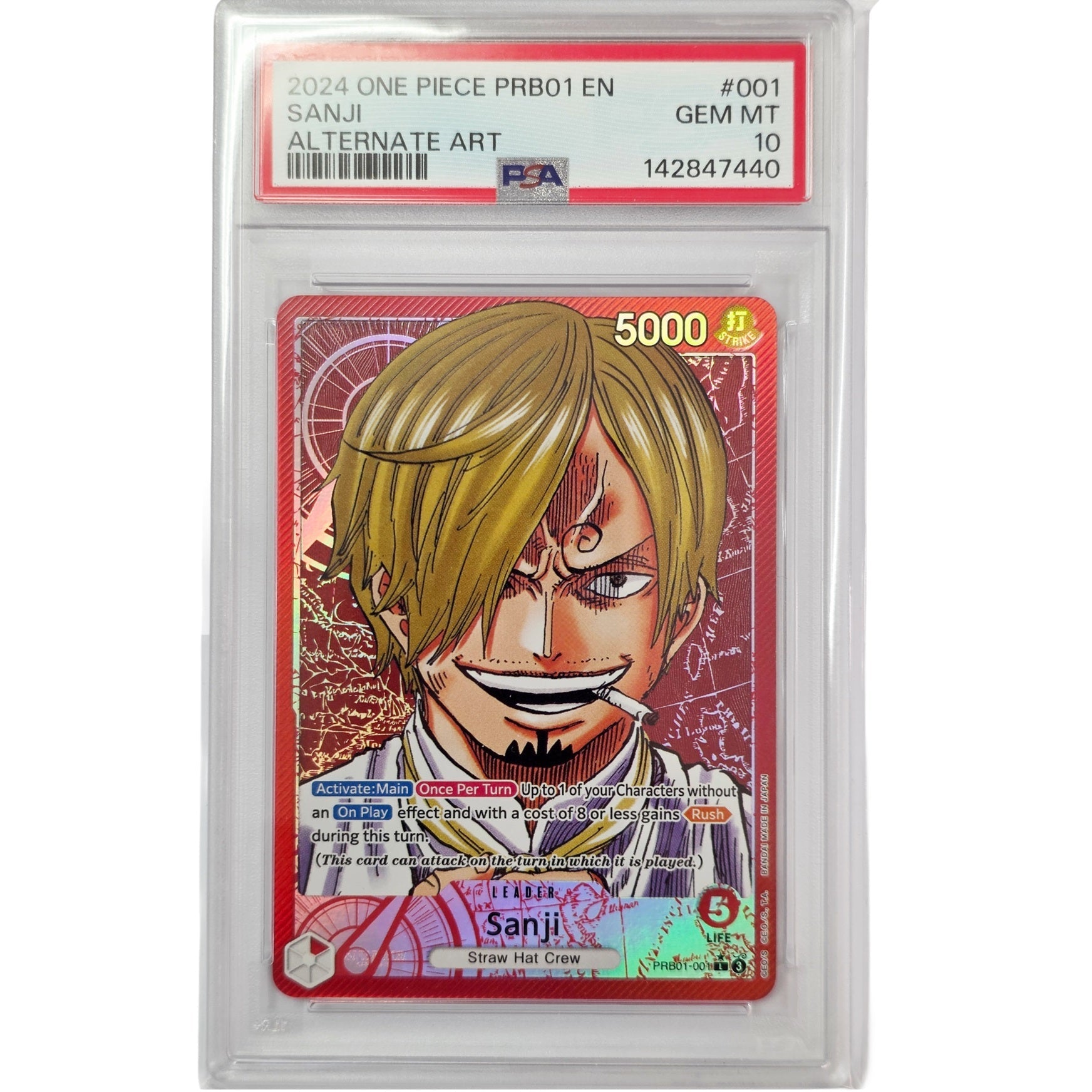 One Piece Sanji Leader Alternate Art PRB01-001 PSA 10 Graded Slab Card –  SuperGamers