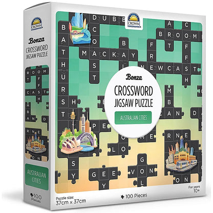 Bonza Crossword Jigsaw Puzzle CDU of 6 Assorted - Sport!, Australian Cities & Musical Instruments 100 Pieces