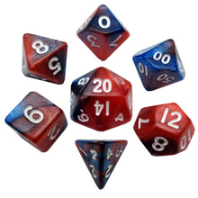 Fanroll By Metallic Dice Games Mini Polyhedral Dice Set White Numbers - Red/Blue