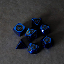 Fanroll By Metallic Dice Games MDG Metal Polyhedral Dice Set - Blue/Black Enamel
