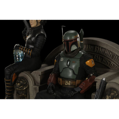 Iron Studios Star Wars: The Mandalorian Boba Fett & Fennec Shand on Throne Deluxe 1:10 Scale Statue