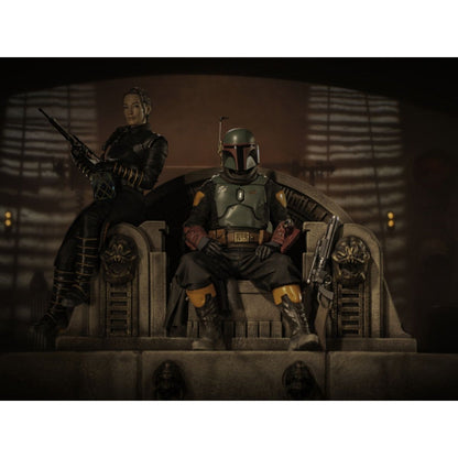 Iron Studios Star Wars: The Mandalorian Boba Fett & Fennec Shand on Throne Deluxe 1:10 Scale Statue
