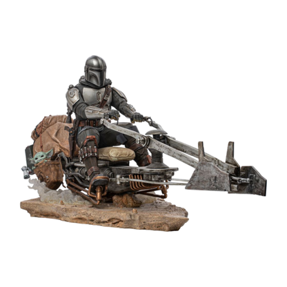 Iron Studios Star Wars: The Mandalorian Mandalorian on Speederbike Deluxe 1:10 Scale Statue