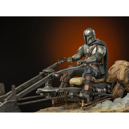 Iron Studios Star Wars: The Mandalorian Mandalorian on Speederbike Deluxe 1:10 Scale Statue