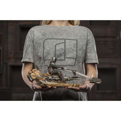 Iron Studios Star Wars: The Mandalorian Mandalorian on Speederbike Deluxe 1:10 Scale Statue