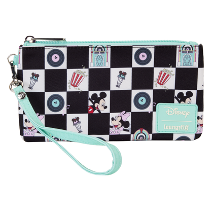 Loungefly Disney Mickey & Minnie Date Diner AOP Nylon Wristlet