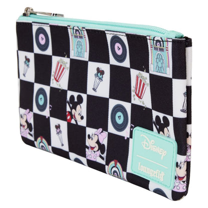 Loungefly Disney Mickey & Minnie Date Diner AOP Nylon Wristlet