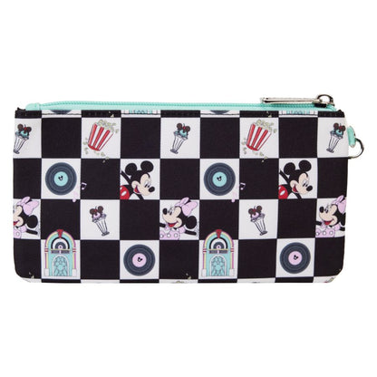 Loungefly Disney Mickey & Minnie Date Diner AOP Nylon Wristlet