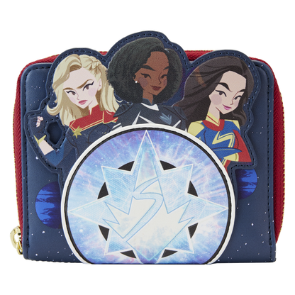 Loungefly The Marvels (2023) Group Symbol Glow Zip Around Wallet