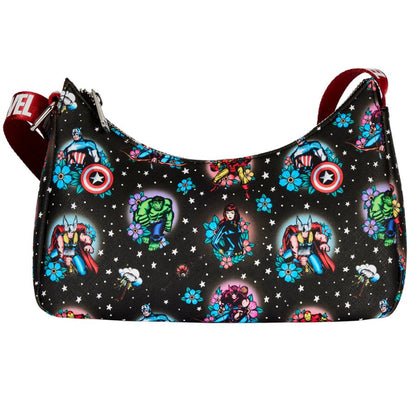 Loungefly Marvel Comics Avengers Floral Tattoo Shoulder Bag