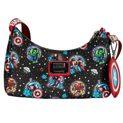 Loungefly Marvel Comics Avengers Floral Tattoo Shoulder Bag