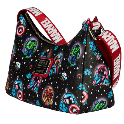 Loungefly Marvel Comics Avengers Floral Tattoo Shoulder Bag