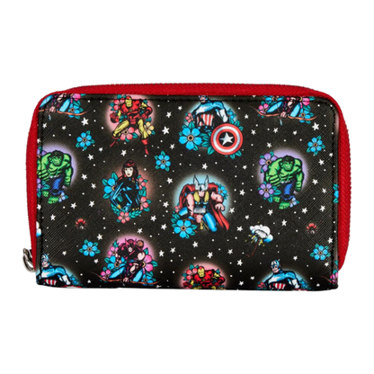 Loungefly Marvel Comics Avengers Floral Tattoo Zip Purse