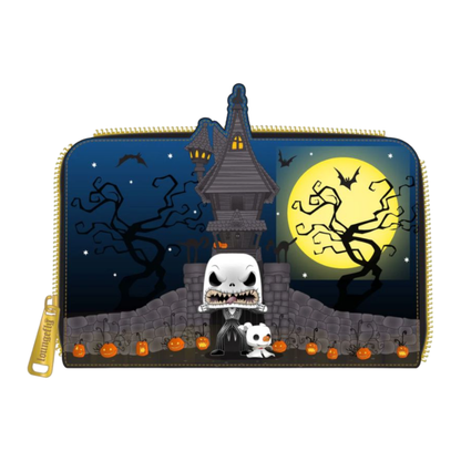 Loungefly The Nightmare Before Christmas Jack Skellington House Pop! Glow Zip Purse