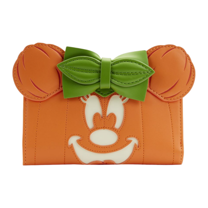 Loungefly Disney Minnie Mouse Pumpkin Glow Face Flap Purse