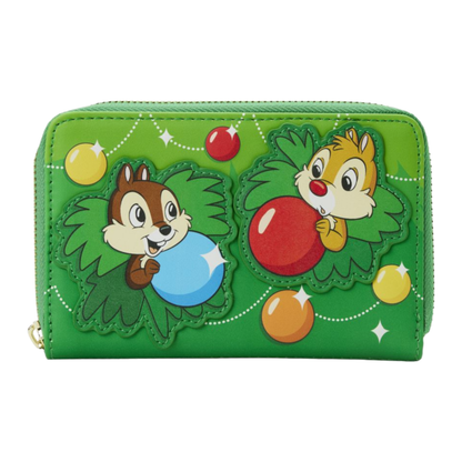 Loungefly Disney Chip & Dale Christmas Ornaments Zip Around Purse
