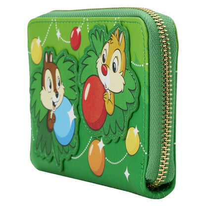 Loungefly Disney Chip & Dale Christmas Ornaments Zip Around Purse