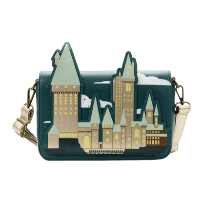Loungefly Harry Potter Golden Hogwarts Crossbody with Pouch