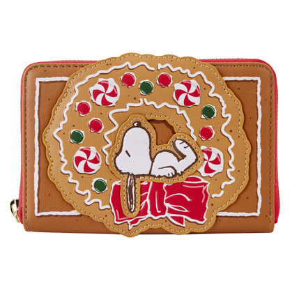 Loungefly Peanuts Snoopy Gingerbread Wreath Scented Zip Around Wallet