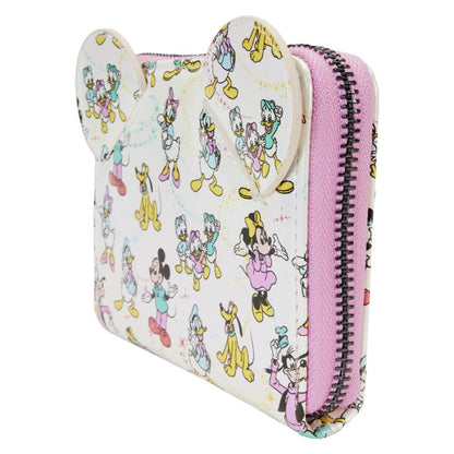Loungefly Disney: D100 Classic All Over Print Iridescent Zip Around Wallet