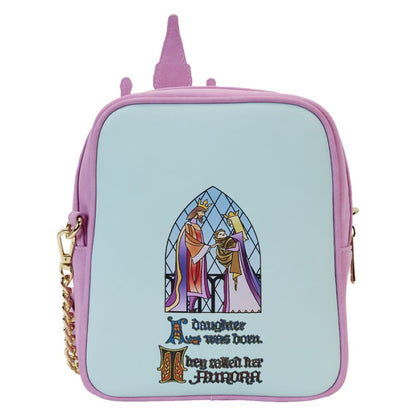 Loungefly Sleeping Beauty  Castle Three Good Fairies Stained Glass Crossbody Bag