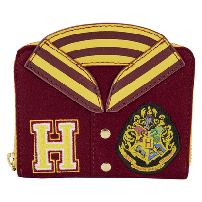 Loungefly Harry Potter Gryffindor Hogwarts Crest Varsity Jacket Zip Around Wallet