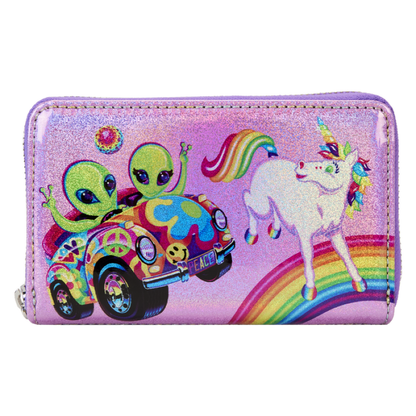 Loungefly Lisa Frank Holographic Glitter Color Block Zip Around Wallet