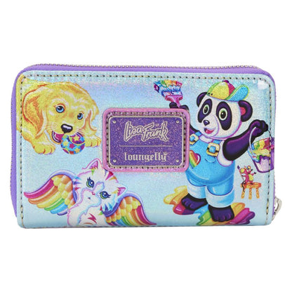 Loungefly Lisa Frank Holographic Glitter Color Block Zip Around Wallet