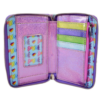 Loungefly Lisa Frank Holographic Glitter Color Block Zip Around Wallet
