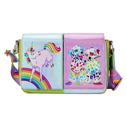 Loungefly Lisa Frank Holographic Glitter Color Block Crossbody Bag