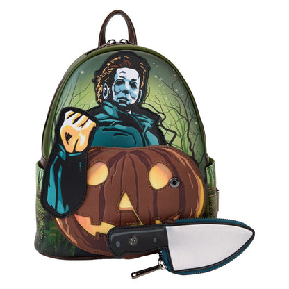 Loungefly Halloween Michael Myers Pumpkin Glow Mini Backpack (with Coin Bag)