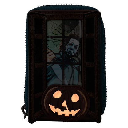 Loungefly Halloween Michael Myers Pumpkin Glow Accordion Zip Around Wallet