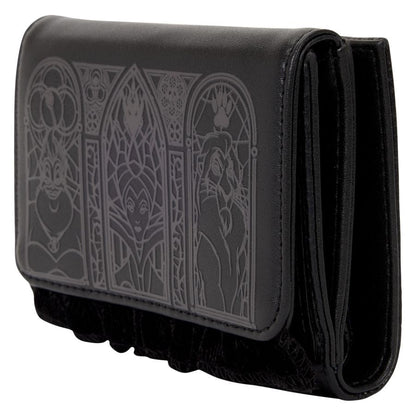 Loungefly Disney Villains Black Faux Leather with Velvet Trim Tri Fold Wallet