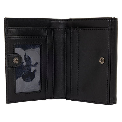 Loungefly Disney Villains Black Faux Leather with Velvet Trim Tri Fold Wallet