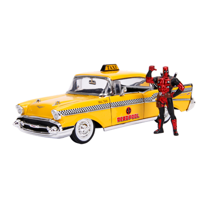 Jada Toys Deadpool (comics) 1957 Chevy Bel Air Taxi 1:24 Hoolywood Ride Diecast Vehicle with Deadpool