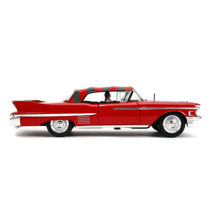 Jada Toys A Nightmare on Elm Street 1958 Cadillac Series 62 1:24 with Figure Hollywood Ride