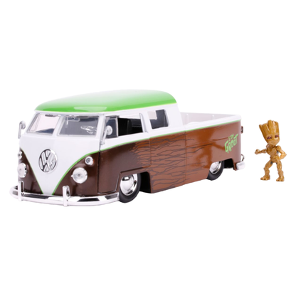 Jada Toys Marvel Comics 1963 Volkswagen Bus with Groot 1:24 Scale Hollywood Ride
