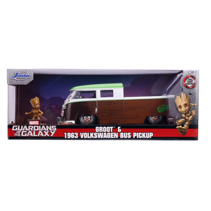 Jada Toys Marvel Comics 1963 Volkswagen Bus with Groot 1:24 Scale Hollywood Ride