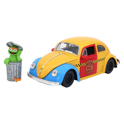 Jada Toys Sesame St 1959 VW Beetle 1:24 Scale HR w/Oscar