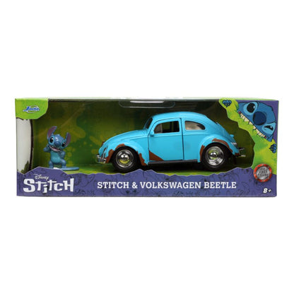 Jada Toys Lilo & Stitch VW Beetle (Blue) 1:32 Scale with Stitch MetalFig