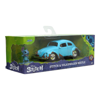 Jada Toys Lilo & Stitch VW Beetle (Blue) 1:32 Scale with Stitch MetalFig