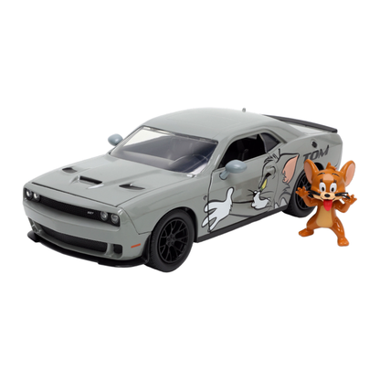Jada Toys Tom & Jerry 2015 Dodge Challenger Hellcat with Jerry Figure 1:24 Scale