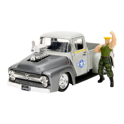 Jada Toys Street Fighter Ford F 100 (1956) 1:24 with Guile Figure Hollywood Rides Diecast Vehicle