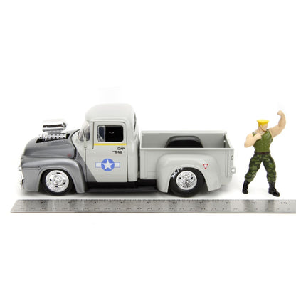 Jada Toys Street Fighter Ford F 100 (1956) 1:24 with Guile Figure Hollywood Rides Diecast Vehicle