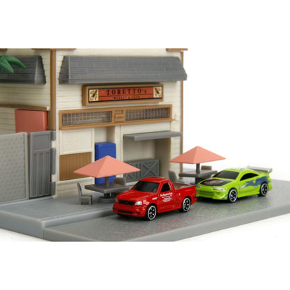 Jada Toys Fast & Furious Toretto's Cafe NanoScene with 2 Vehicles