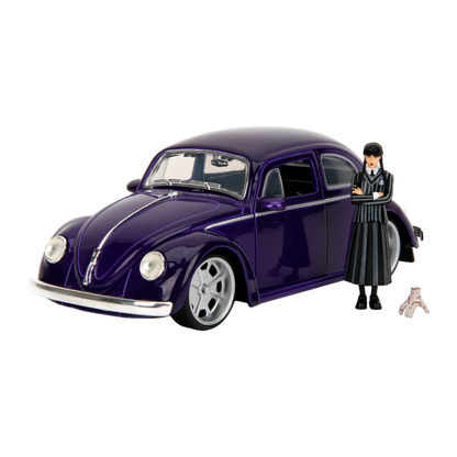 Jada Toys Wednesday (TV) VW Beetle (with Wednesday) 1:24 Scale Diecast Vehicle