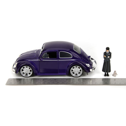 Jada Toys Wednesday (TV) VW Beetle (with Wednesday) 1:24 Scale Diecast Vehicle