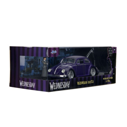 Jada Toys Wednesday (TV) VW Beetle (with Wednesday) 1:24 Scale Diecast Vehicle