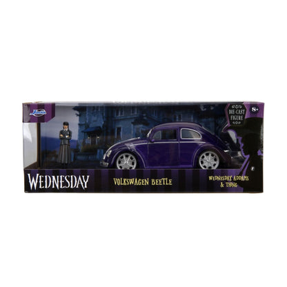 Jada Toys Wednesday (TV) VW Beetle (with Wednesday) 1:24 Scale Diecast Vehicle
