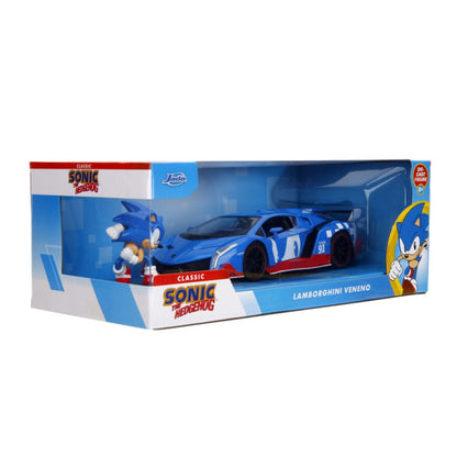 Jada Toys Sonic the Hedgehog  Lamborghini Veneno 1:24 Scale Diecast Vehicle with Sonic Figure